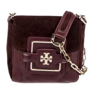 Genuine Leather Suede Crossbody Purse in Burgundy